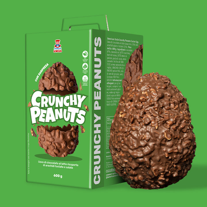 American Uncle Crunchy Peanuts Easter Egg, Milchschokoladen-Osterei überzogen mit gerösteten und gesalzenen Erdnüssen von 600g 