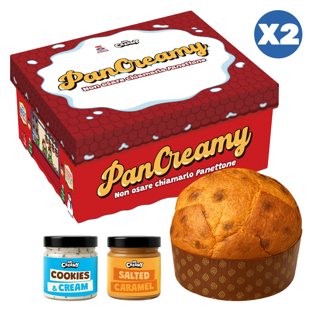2x PanCreamy Caramel Chunky, handgemachter Panettone von 900g + Mr.Creamy Cookies & Cream und Salted Caramel von 200 g 