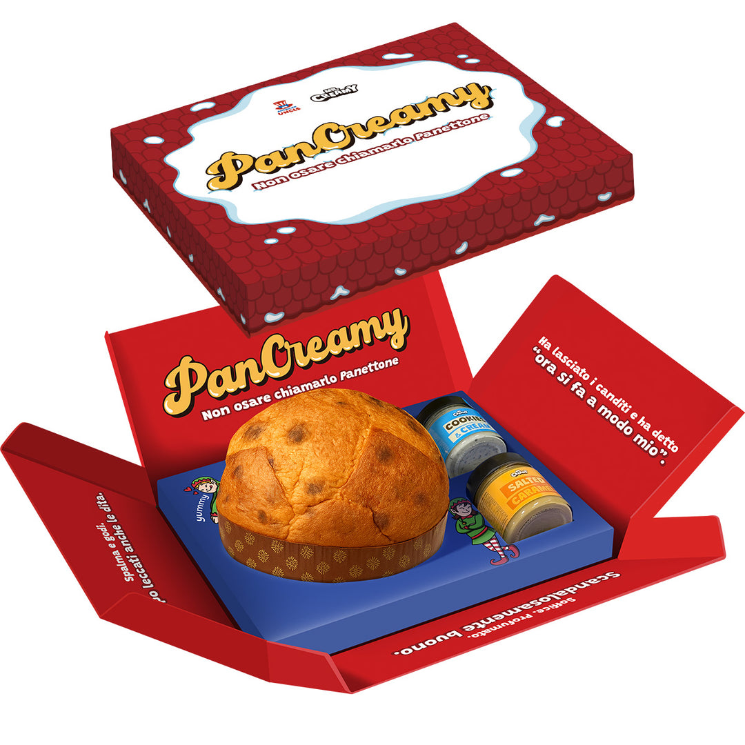 PanCreamy Caramel Chunky, handgemachter Panettone 900g + Mr.Creamy Cookies & Cream und Salted Caramel 200g 
