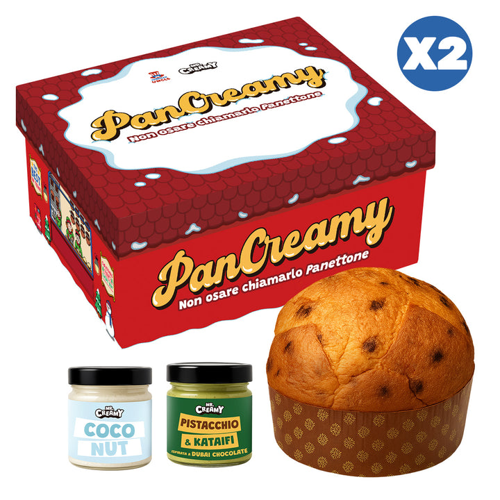 2x PanCreamy Choco Chunky, handgemachter Panettone à 900g + Mr.Creamy Kokosnuss und Pistazie & Kataifi à 200 g 