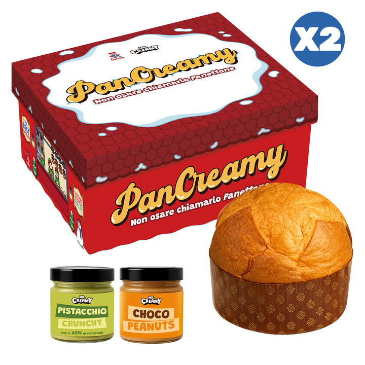 2x PanCreamy Vanille, handgemachter Panettone à 900g + Mr. Creamy Pistazie Crunchy und Choco Erdnüsse à 200g 