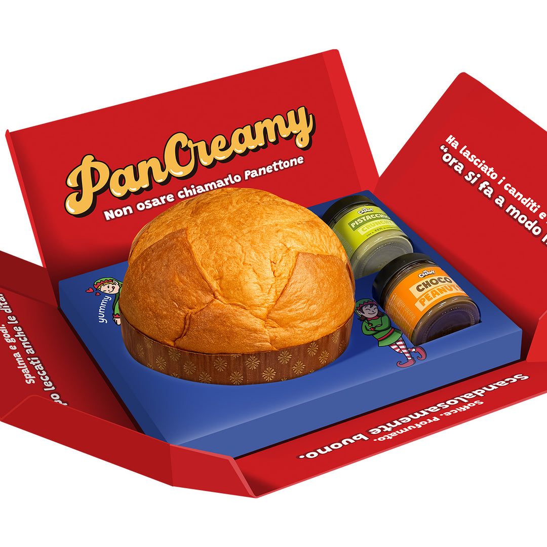 2x PanCreamy Vanille, handgemachter Panettone à 900g + Mr. Creamy Pistazie Crunchy und Choco Erdnüsse à 200g 