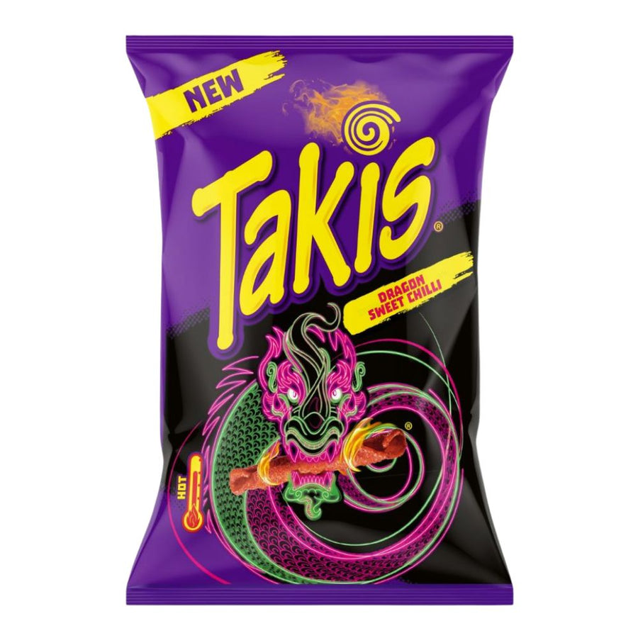 Confezione da 100g, snack di mais al gusto di sweet chili Takis.