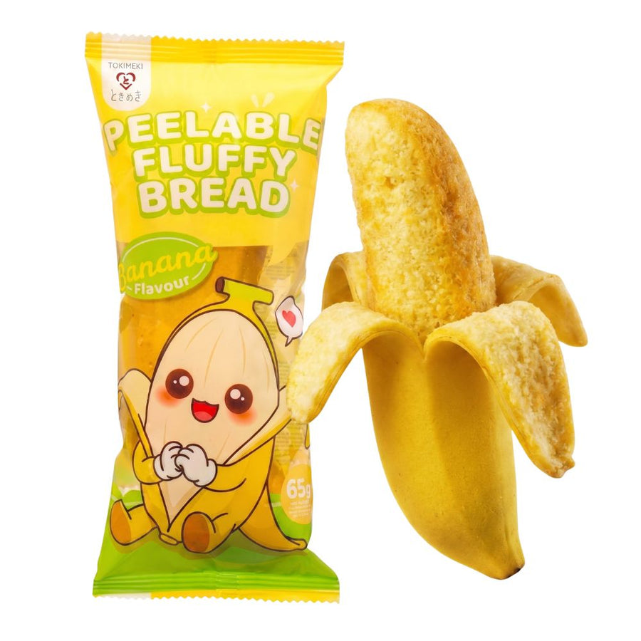 Tokimeki Peelable Fluffy Bread Banana Flavor, pane sbucciabile a forma e al gusto di banana da 65g