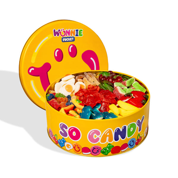 Wunnie Bucket, Dose mit Fruchtgummi zum Zusammenstellen mit deinen Lieblingsgeschmacksrichtungen 