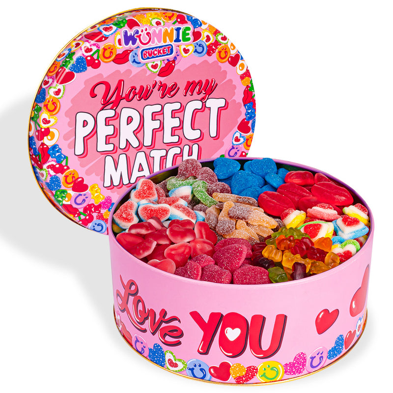 Wunnie Bucket "Perfect Match", 3 kg Dose Gummibonbons zum Zusammenstellen mit den Lieblingssorten deiner Partnerin oder deines Partners