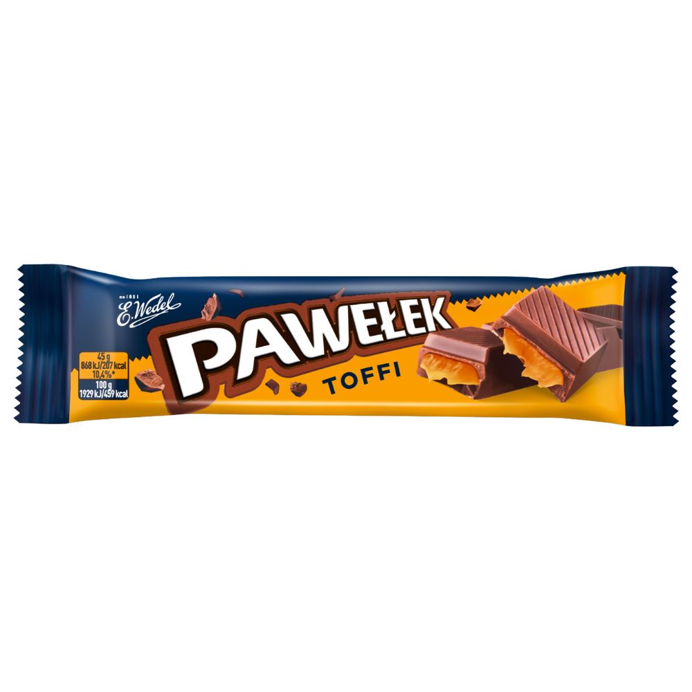Wedel Pawelek Toffi, Milchschokoladentafel mit Toffee-Geschmack Füllung, 45g 