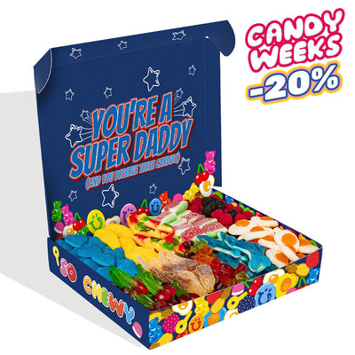 Candy Box 'Bester Papa der Welt', Zusammenstellbare Gummibonbon-Box mit den Lieblingen von Papa