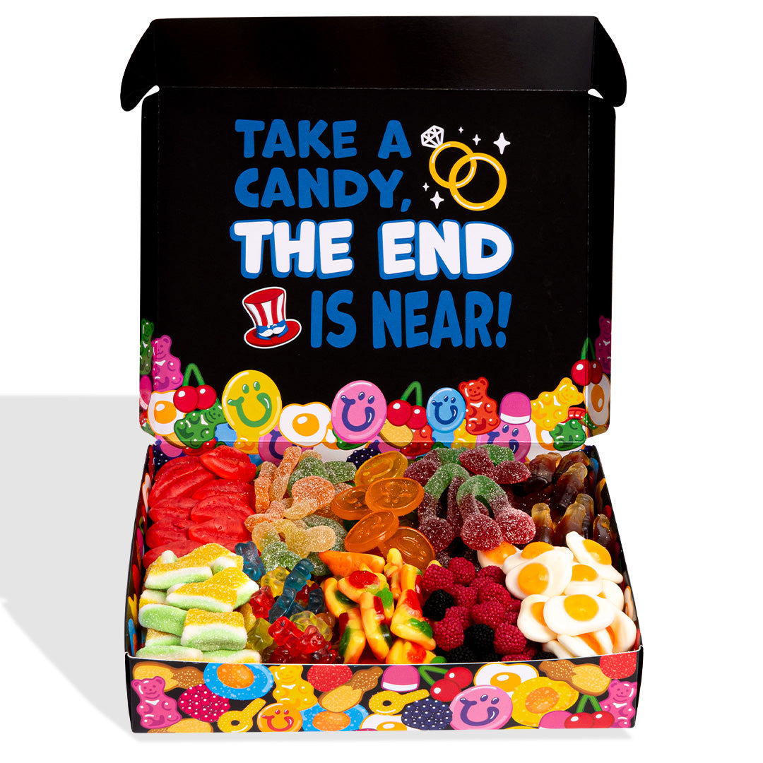 Wunnie box "Game over", das Candy box zum Zusammensetzen mit den Lieblingsgummibärchen des Bräutigams - 1 kg 