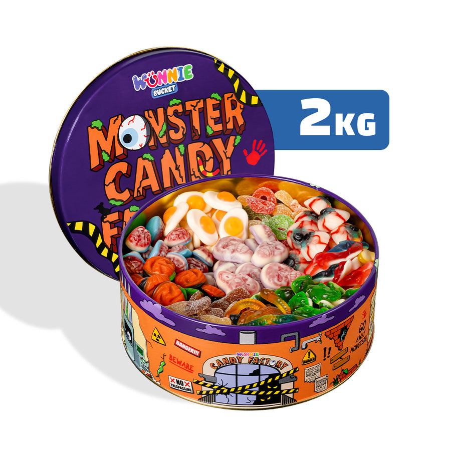 Wunnie bucket happy halloween da 2kg aperto con caramelle gommose