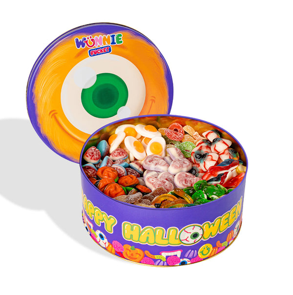 Wunnie Bucket "Happy Halloween", Kombinierbare Dose mit Gummibonbons mit deinen Lieblingsgeschmacksrichtungen 
