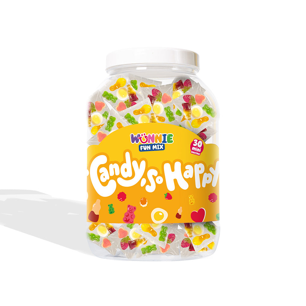 Wunnie Fun Mix, Dose mit Einzelportionen von Gummibonbons in verschiedenen Geschmacksrichtungen (30 oder 60 Stk.) 