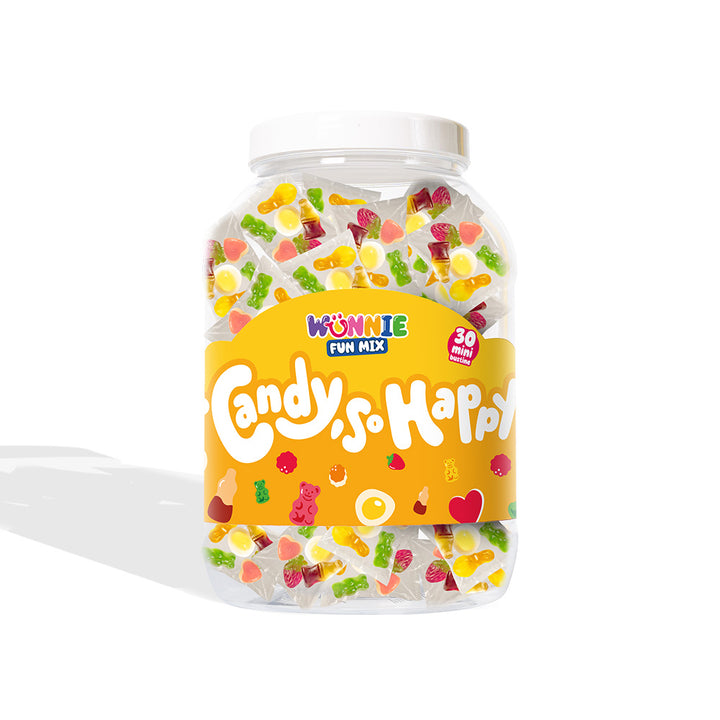 Wunnie Fun Mix, Dose mit Einzelportionen von Gummibonbons in verschiedenen Geschmacksrichtungen (30 oder 60 Stk.) 