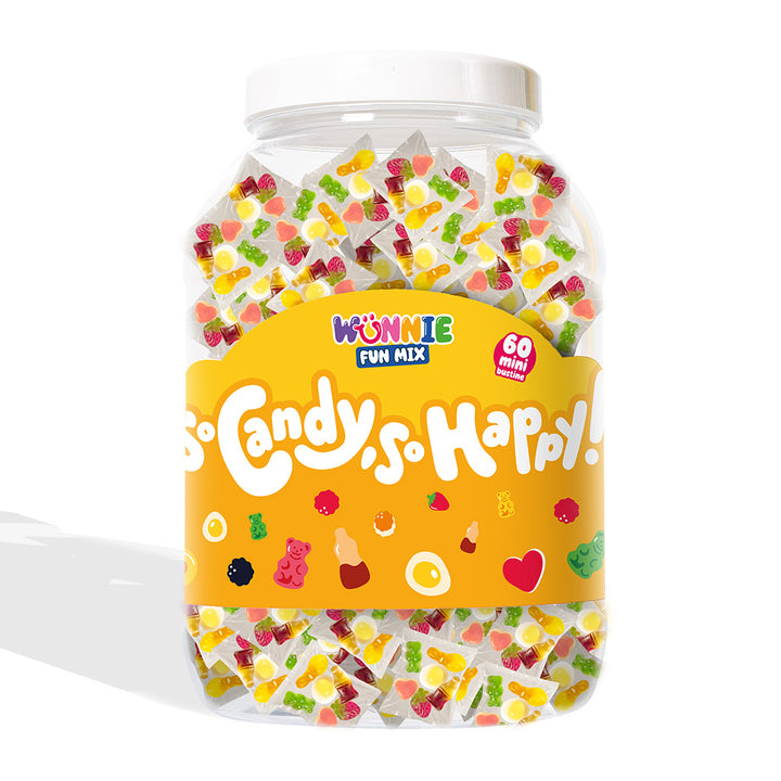 Wunnie Fun Mix, Dose mit Einzelportionen von Gummibonbons in verschiedenen Geschmacksrichtungen (30 oder 60 Stk.) 