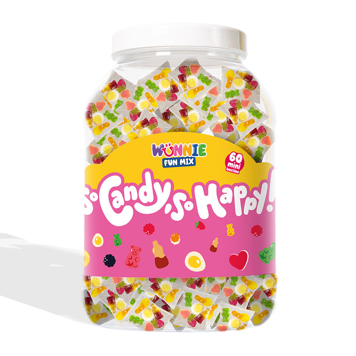 Wunnie Fun Mix, Dose mit Einzelportionen von Gummibonbons in verschiedenen Geschmacksrichtungen (30 oder 60 Stk.) 