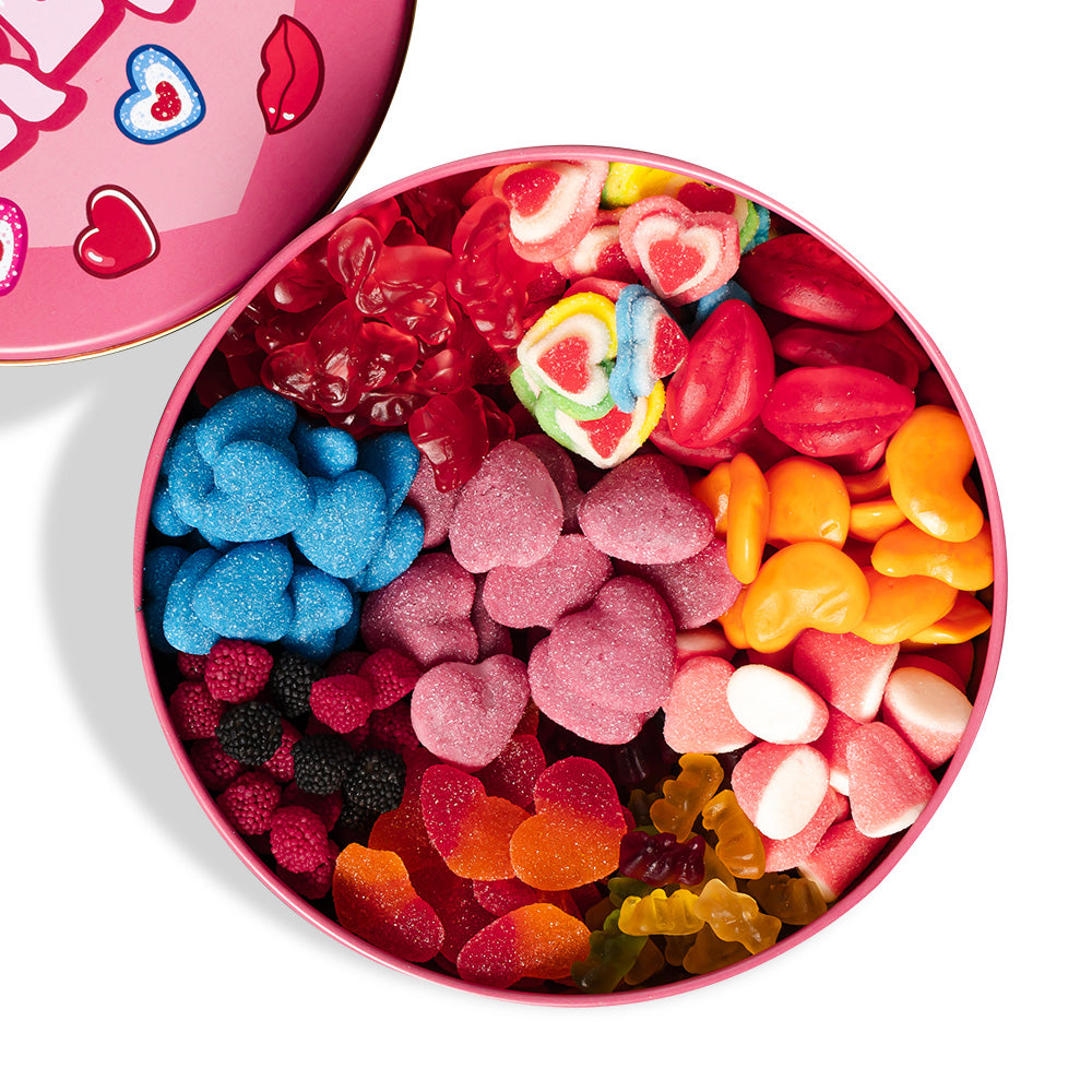 Wunnie Bucket „Love You Forever“, 2-kg-Dose mit Gummibonbons, die mit den Lieblingsgeschmäckern deines Partners zusammengestellt werden kann 