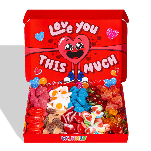 Wunnie box „Be Mine“, das Candy box, das du mit den Lieblingsgummibärchen deiner besseren Hälfte zusammenstellen kannst 