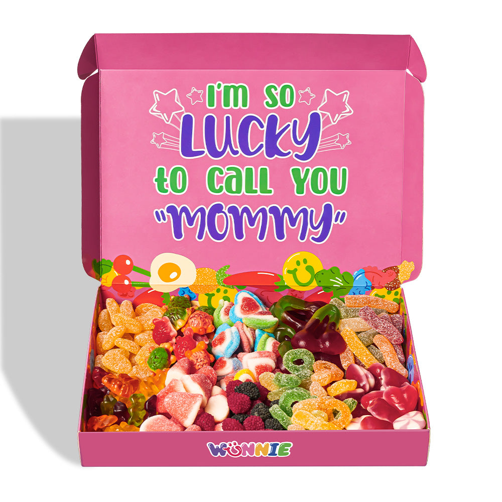 Candy box per la mamma con scritta "I'm so lucky to call you mommy"