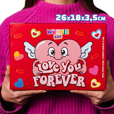 Wunnie box „Love You Forever“, die Candy box zum Zusammensetzen mit den Lieblingsgummibärchen deiner besseren Hälfte - 1 kg 