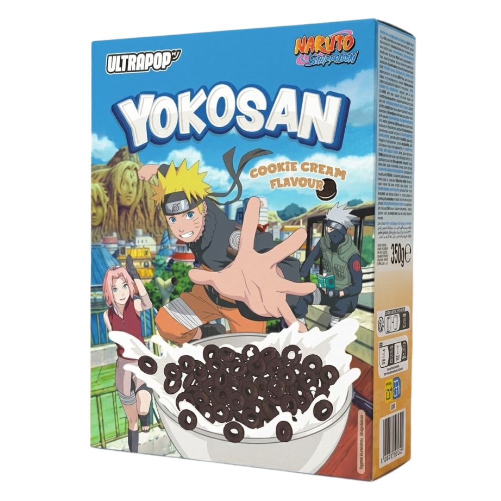 Yokosan Naruto Cereal Cookies Cream Flavor, cereali al gusto di cookie e cream da 350g