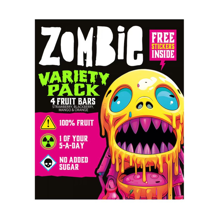 Zombie Variety Pack 4 Fruit Bars, 4 barrette di frutta gusti assortiti da 100g.