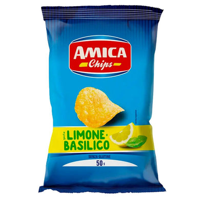 Confezione da 50g di patatine al limone e al basilico Amica Chips