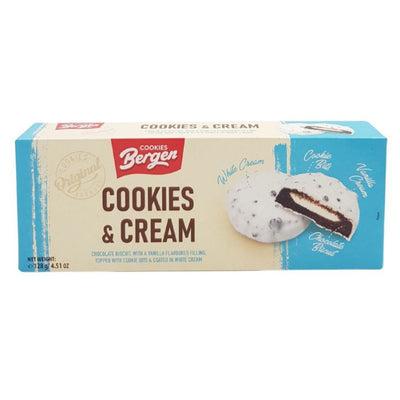 Confezione da 128g di biscotti al cookies and cream Bergen