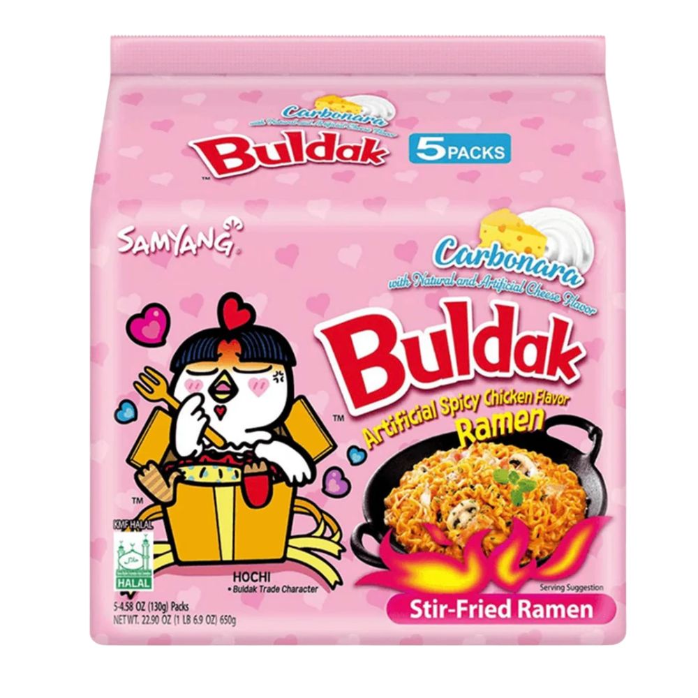 5x Samyang Buldak Carbonara Hot Chicken Flavor, noodles al gusto di carbonara da 130g