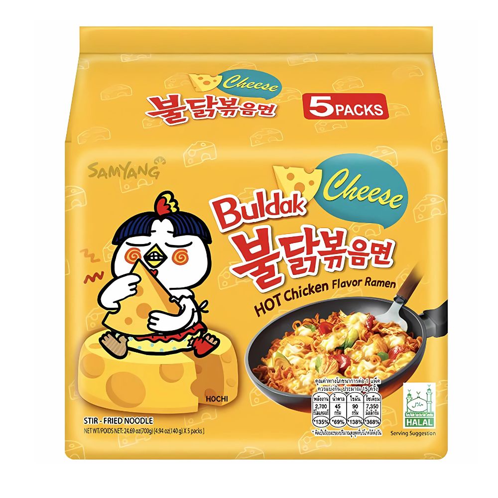 Confezione da 700g di ramen Samyang Buldak Hot Chicken Flavor Ramen Cheese