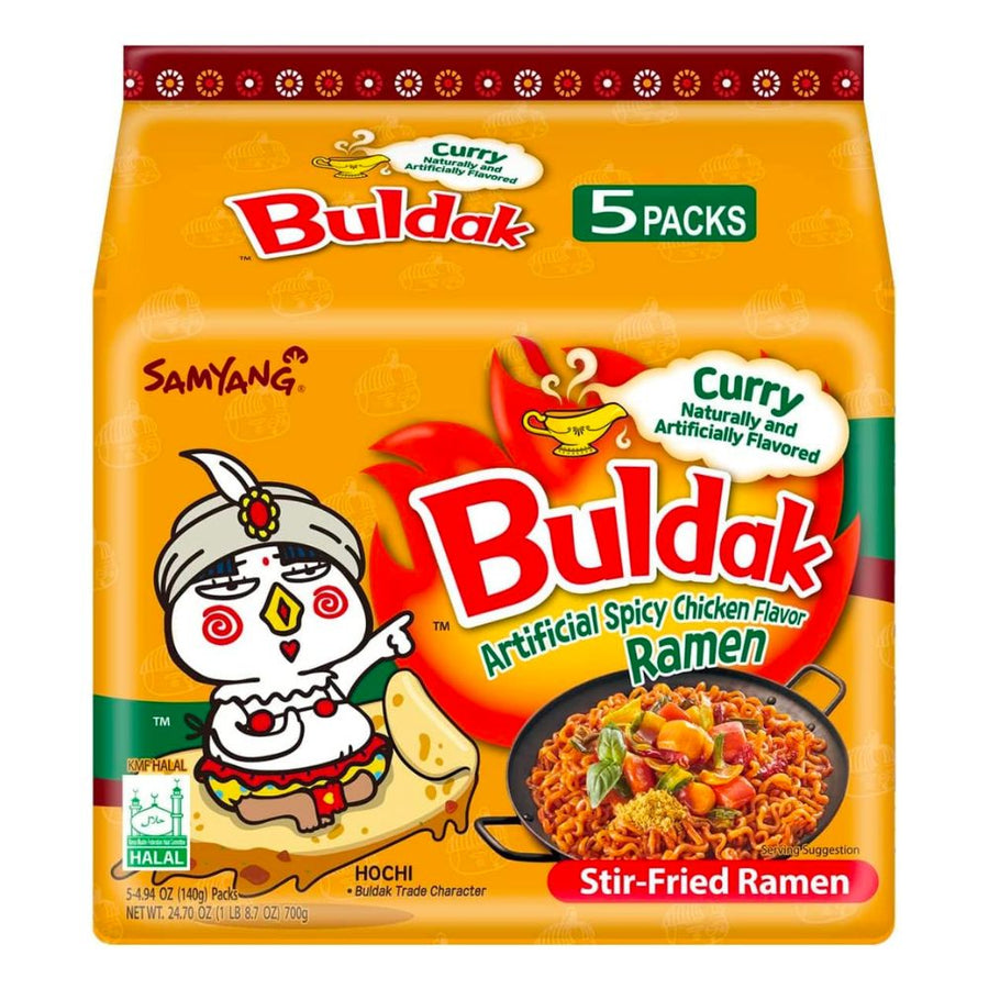 Confezione da 700g di ramen al pollo piccante e curry Samyang Buldak Hot Chicken Flavor Ramen Curry