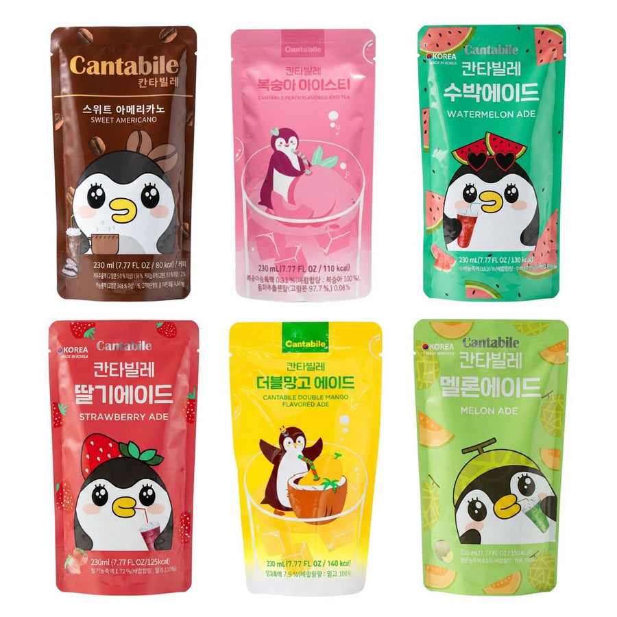 Cantabile-Kit, 6 Getränke mit den Geschmacksrichtungen Kaffee, Pfirsich, Wassermelone, Erdbeere, Mango und Melone
