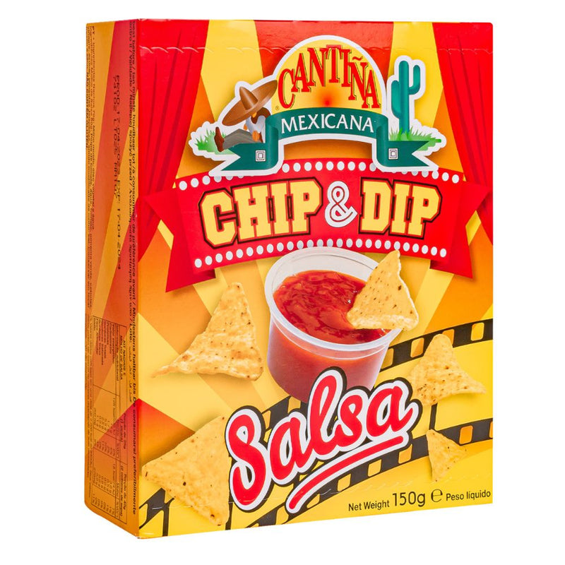 Confezione da 150g nachos con salsa Cantina Mexicana Chip & Dip Salsa