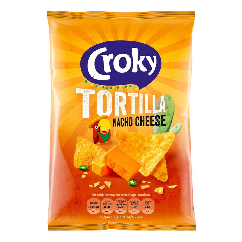 Confezione da 40g di patatine al formaggio Croky Nachos Cheese