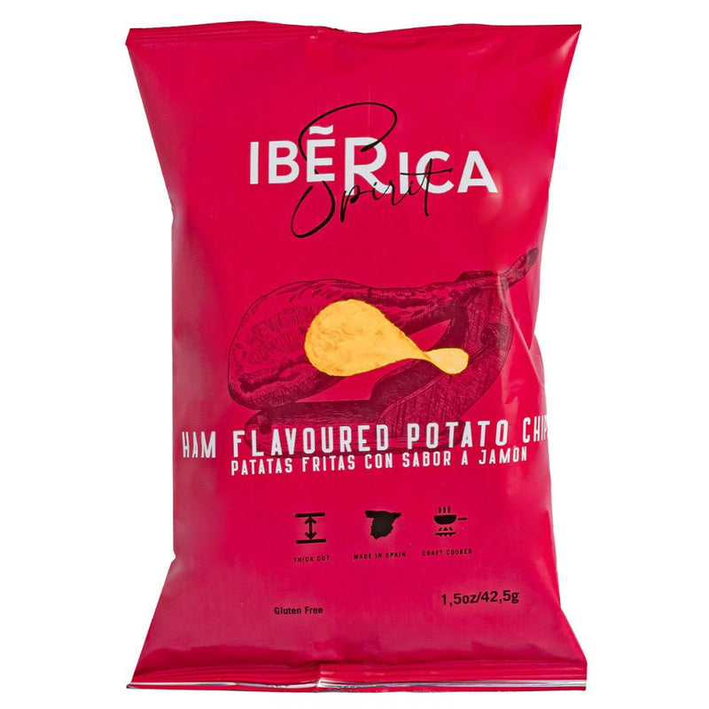 Confezione da 42g di patatine al gusto di prosciutto iberico Iberica Chips Jamon