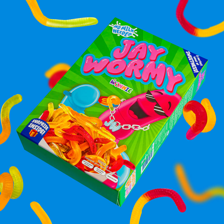 Wunnie Jay Wormy, Schachtel mit Gummiwürmern von 1kg 