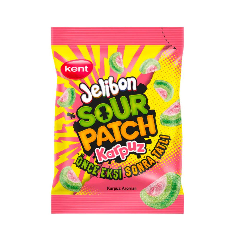 Confezione da 40g di caramelle aspre all'anguria Jelibon Sour Patch