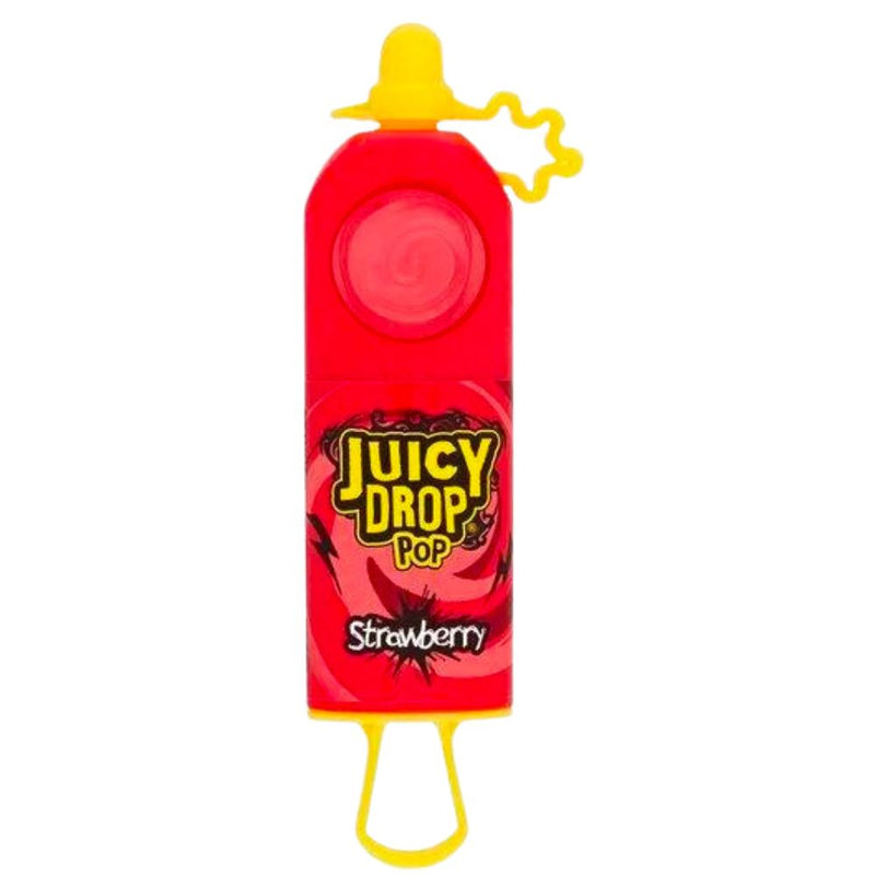 Juicy Drop Pop Strawberry, Lutscher mit flüssigem Zuckerbonbon mit Erdbeergeschmack 26g