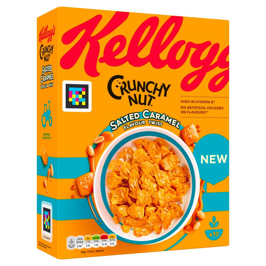 Confezione da 375 di cereali con arachidi e caramello salato Kellogg's Crunchy Nut Salted Caramel