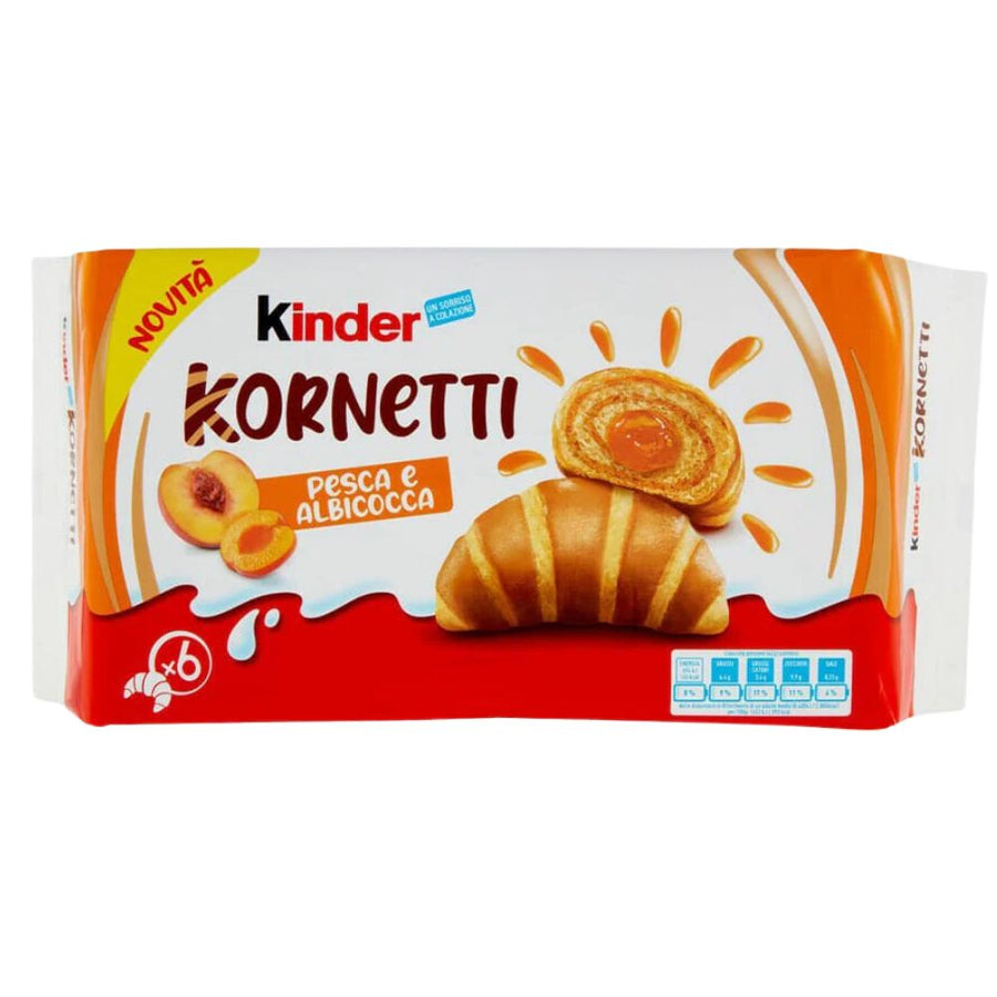 Confezione da 252g di cornetti con crema alla pesca e all'albicocca kinder kornetti