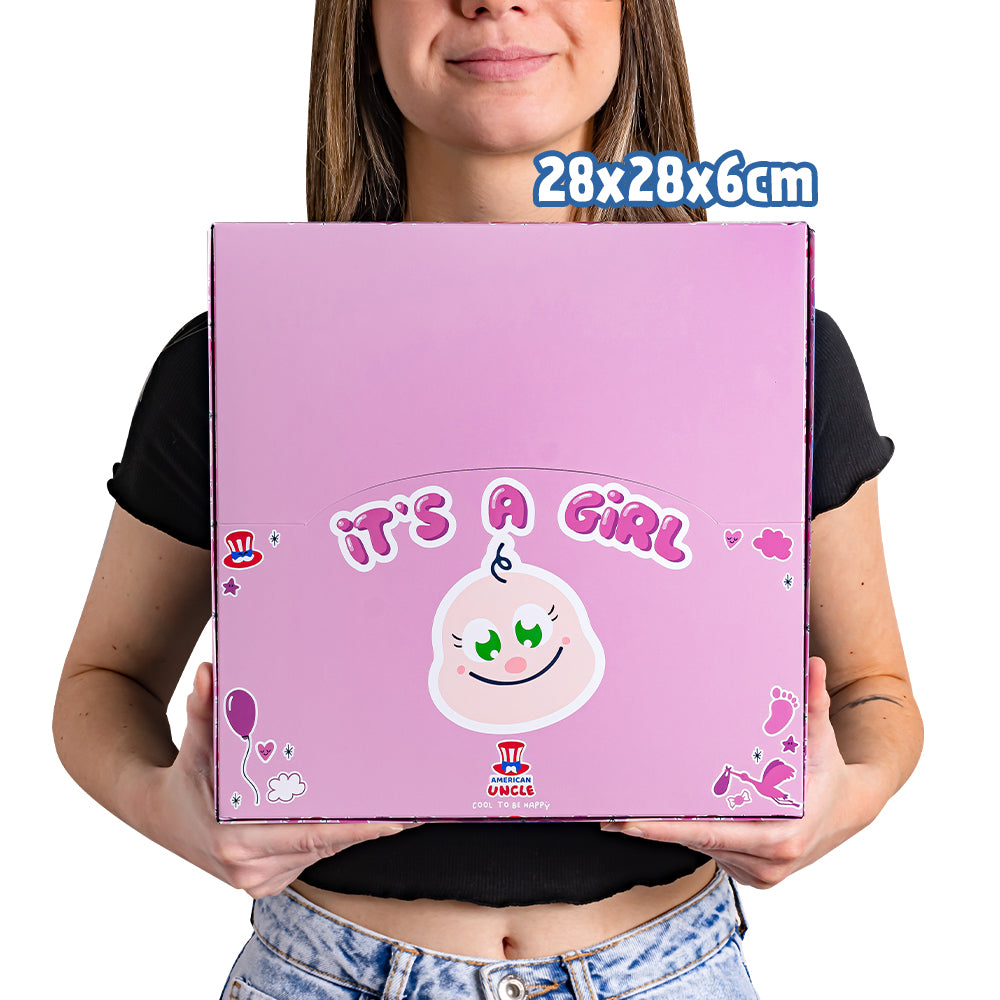 Candy Cube Kit “Es ist ein Mädchen”, 50g Gummibärchen-Döschen ideal für die Babyparty oder Geburt (25, 50 oder 75 Stk.) 