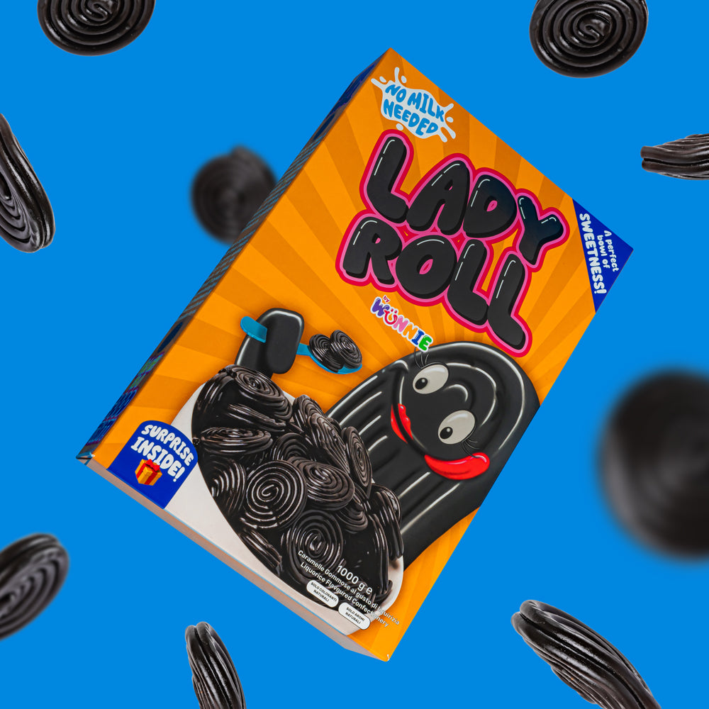Wunnie Lady Roll, Schachtel mit Lakritze von 1kg 