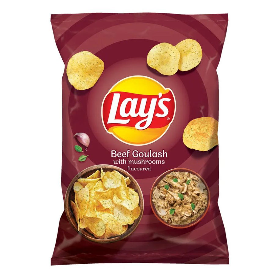Confezione da 120g di patatine gusto manzo e funghi Lay's Beef Goulash Mushrooms