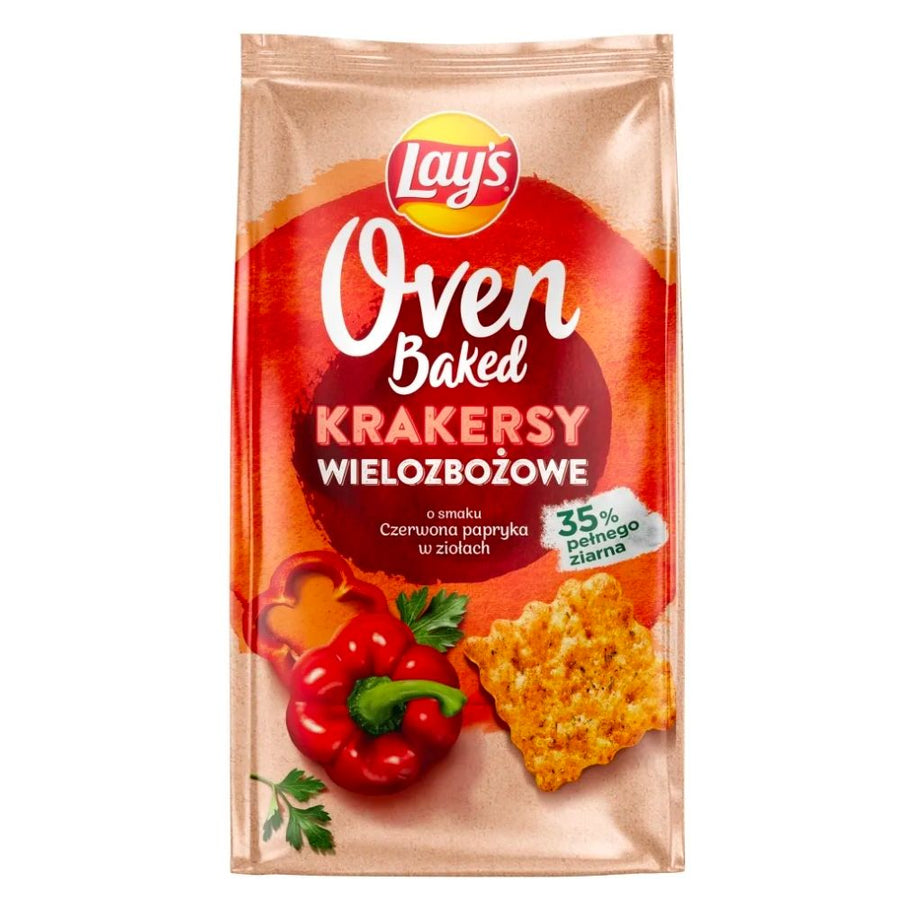 Confezione da 90g di crackers alla paprika e alle erba Lay's Oven Baked Crackers Papryka e Herbs