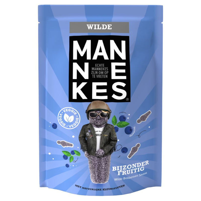 Confezione da 100g di caramelle vegane al sapore di frutti di bosco Mannekes Wild