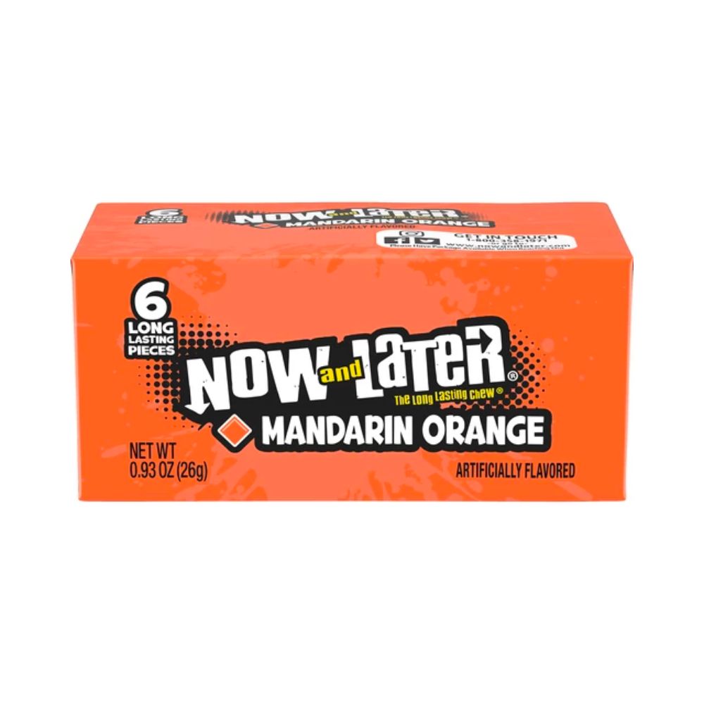 Confezione da 26g di caramella al gusto aranci e mandarino Now & Later Mandarin Orange