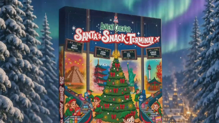 Santas Snack Terminal, XXL-Adventskalender mit über 24 snack süßen und herzhaften Leckereien aus aller Welt 