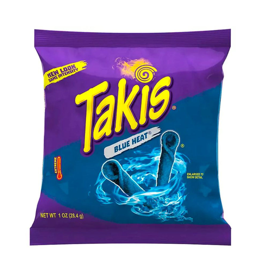 Confezione da 28g di riccioli di tortillas al peperoncino Takis Blue Heat