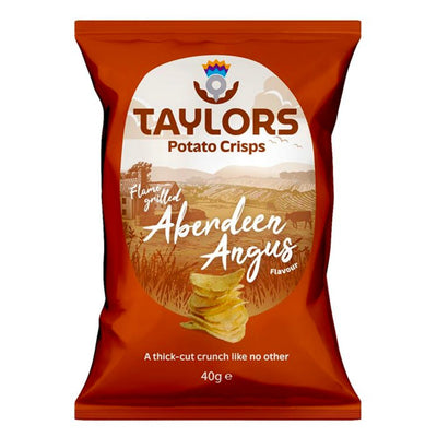 Confezione da 40g di patatine al sapore di carne Taylor Crisps Aberdeen Angus