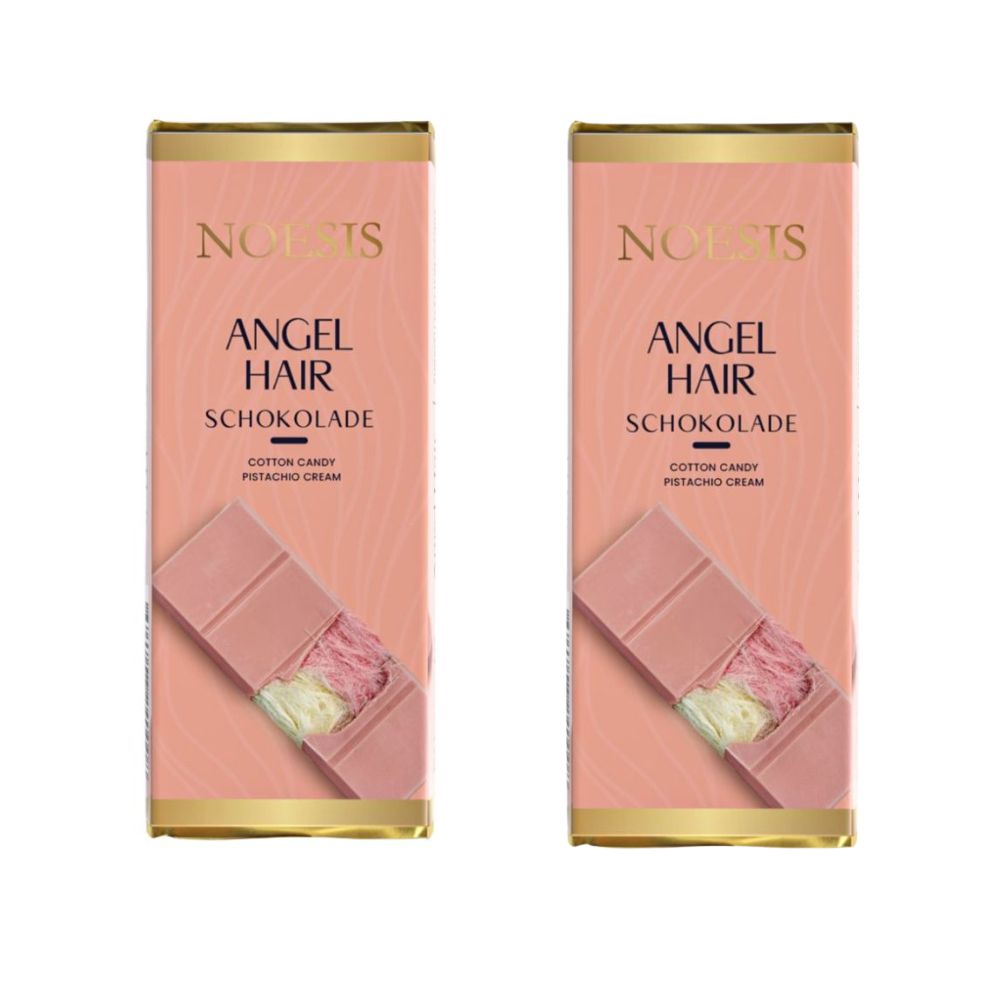 [🍫 SCHOKO-AKTION!] 2x Noesis Angel Hair, Ruby-Schokolade gefüllt mit Granatapfel-Pişmaniye und Pistaziencreme, 75 g 