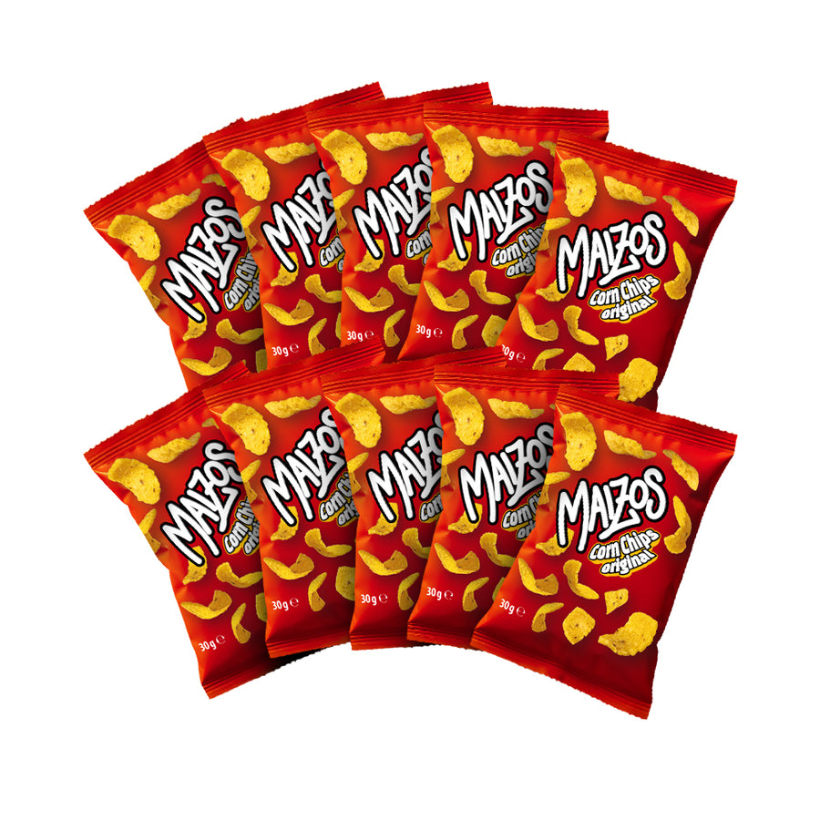 10 confezioni da 30g di chips di mais Maizos